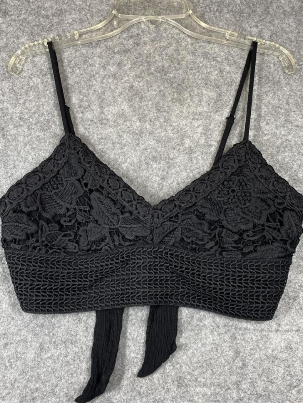 Aeropostale Black Lace Crop Top Bralette Adjustable Straps / Tie Beach Travel
